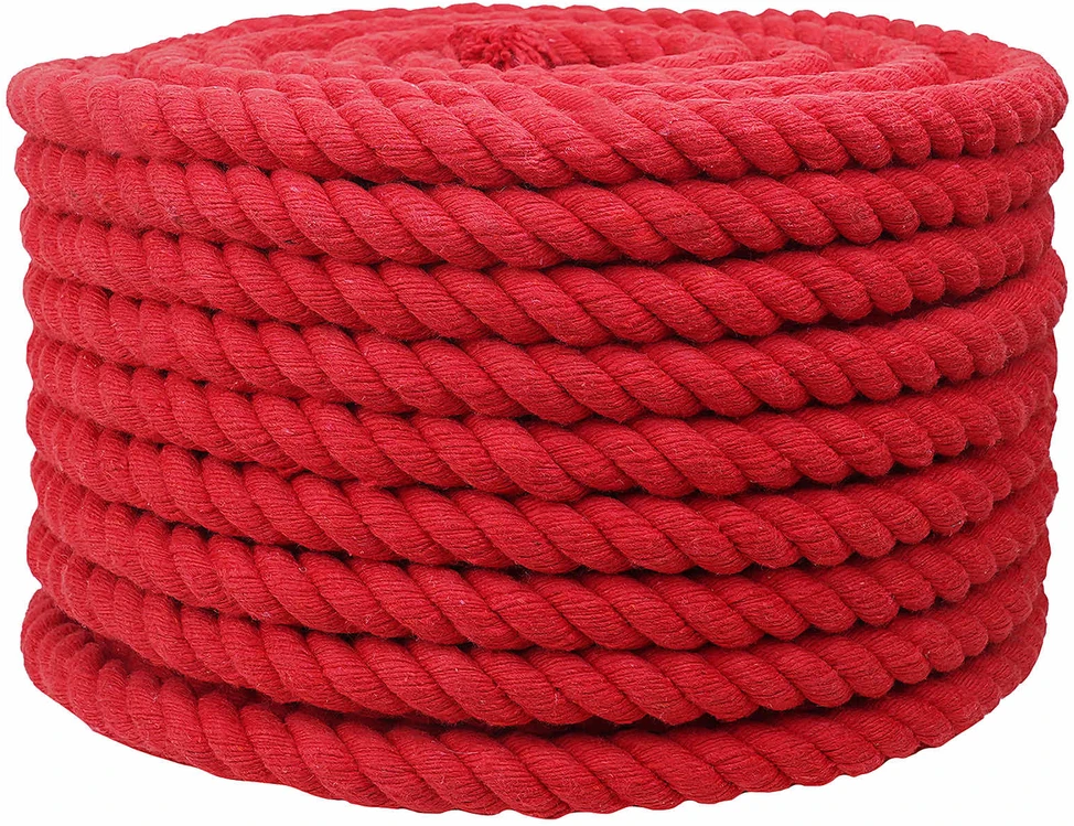 Medvilninė virvė 20 mm 100 m Raudona 100% Medvilnė
