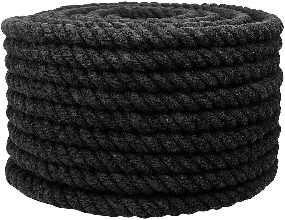 Medvilninė virvė 20 mm 50 m Juoda 100% Medvilnė