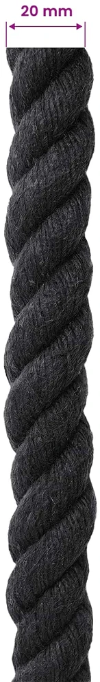 Medvilninė virvė 20 mm 50 m Juoda 100% Medvilnė