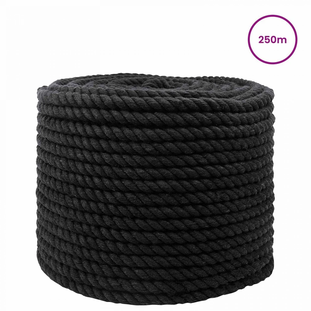 Medvilninė virvė 10 mm 250 m Juoda 100% Medvilnė