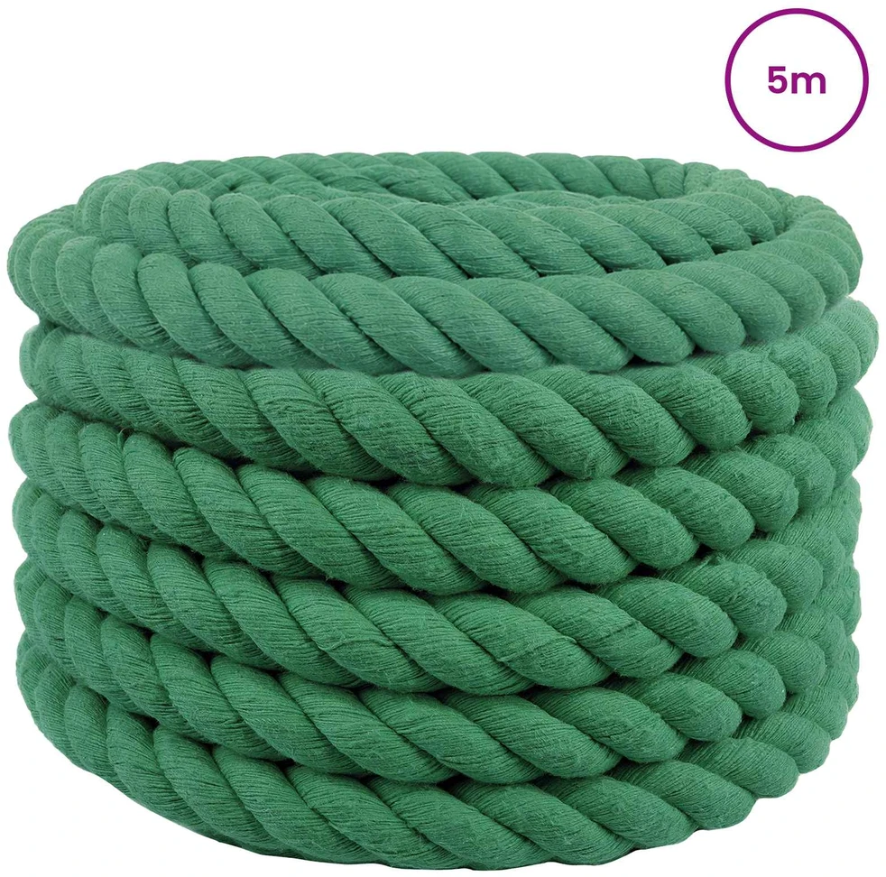 Medvilninė virvė 36 mm 5 m Žalia 100% Medvilnė