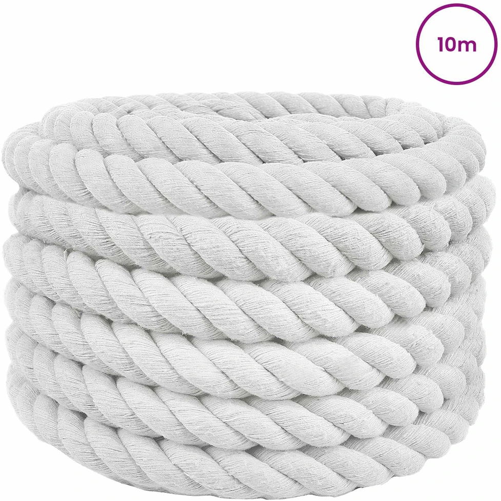 Medvilninė virvė 40 mm 10 m Balta 100% Medvilnė