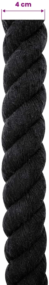 Medvilninė virvė 40 mm 10 m Juoda 100% Medvilnė