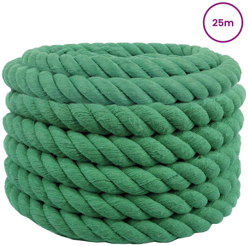 Medvilninė virvė 40 mm 25 m Žalia 100% Medvilnė