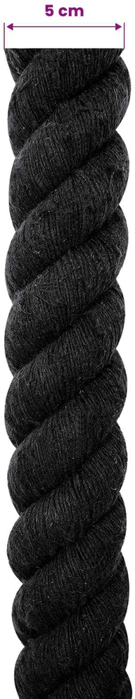 Medvilninė virvė 50 mm 5 m Juoda 100% Medvilnė