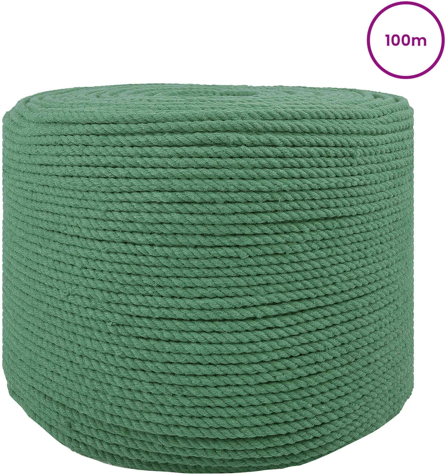 Medvilninė virvė 8 mm 100 m Žalia 100% Medvilnė