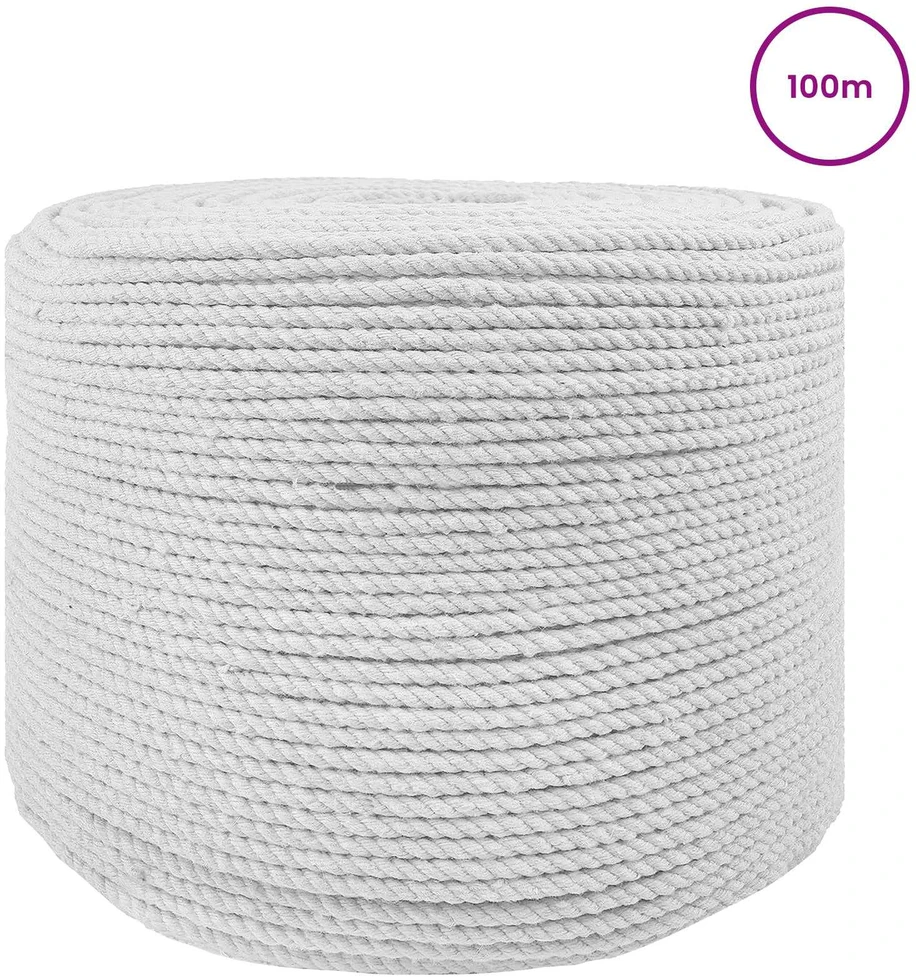 Medvilniniai siūlai 2 vnt. 2 mm 100 m Balta 100% Medvilnė