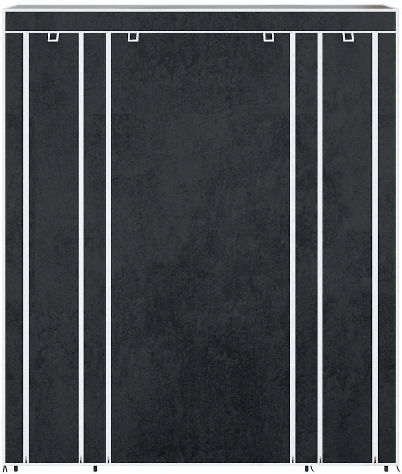 Medžiag. drabužinė su skyriais ir virbais, 45x150x176cm, juoda
