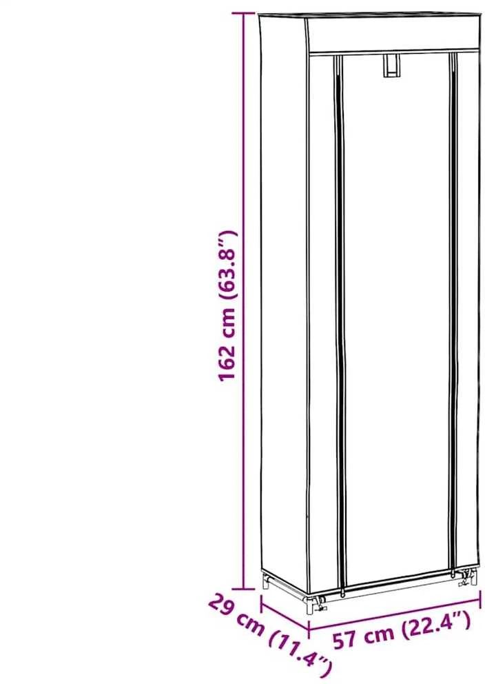 Medžiaginė Spintelė Batams 57 x 29 x 162 cm, Uždaroma, Juoda