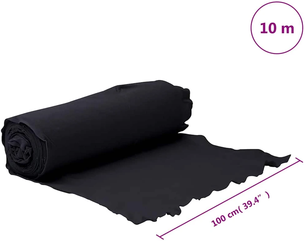 Membrana su geotekstile, juoda, 1x10m, poliesterio pluoštas