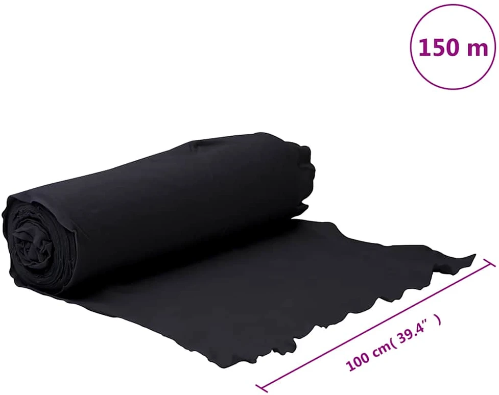 Membrana su geotekstile, juoda, 1x150m, poliesterio pluoštas
