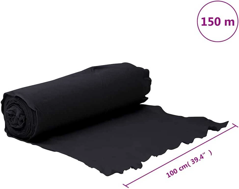 Membrana su geotekstile, juoda, 1x150m, poliesterio pluoštas