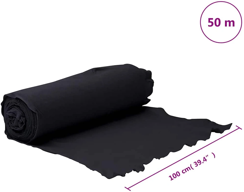 Membrana su geotekstile, juoda, 1x50m, poliesterio pluoštas