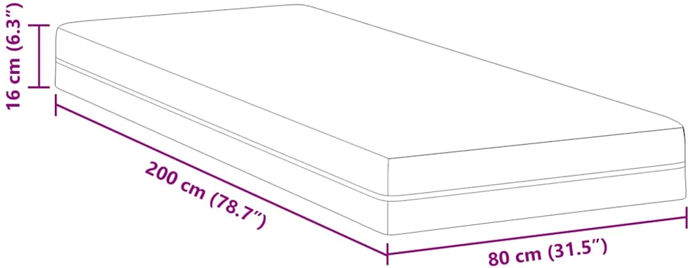 „Memory Foam“ čiužinys Vidutinis 80 x 200 cm Balta ir pilka