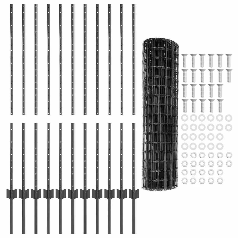 Euro tvoros su stulpu 25 x 1,2 m PVC dengtas plienas Pilka