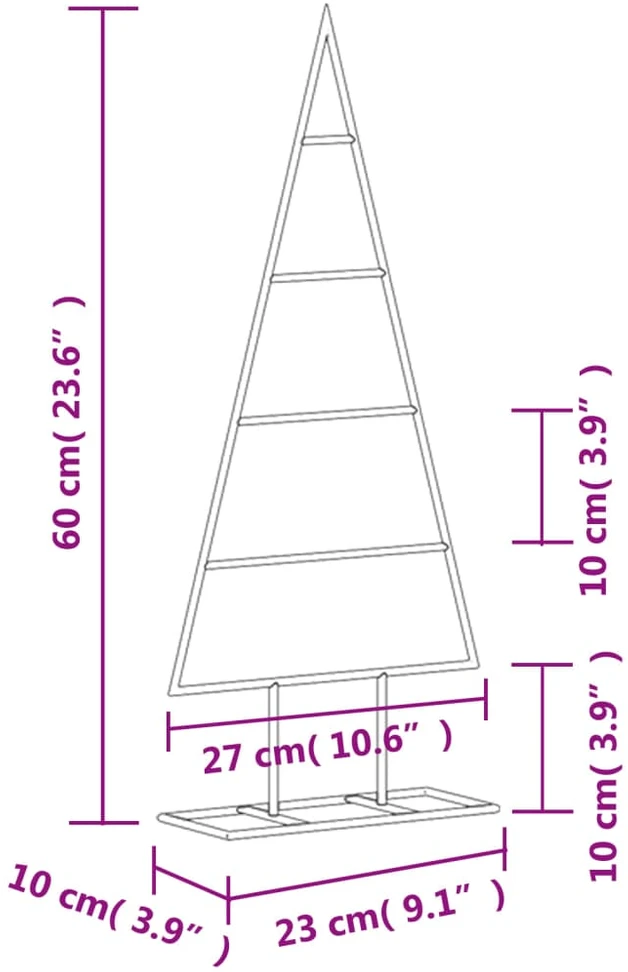 Metalinė Kalėdų eglutė, juodos spalvos, 60 cm