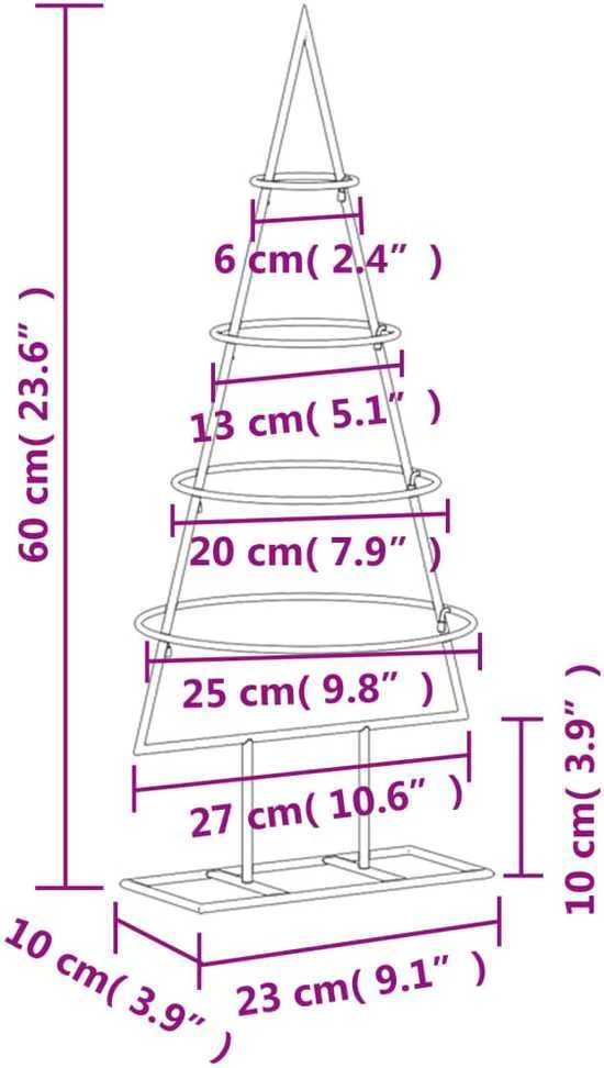 Metalinė Kalėdų eglutė, juodos spalvos, 60 cm