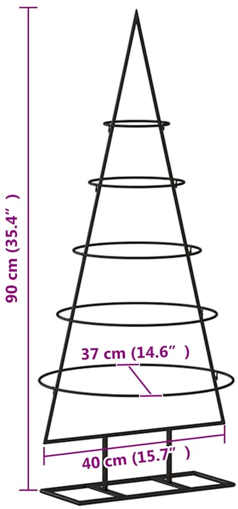 Metalinė Kalėdų eglutė, juodos spalvos, 90 cm