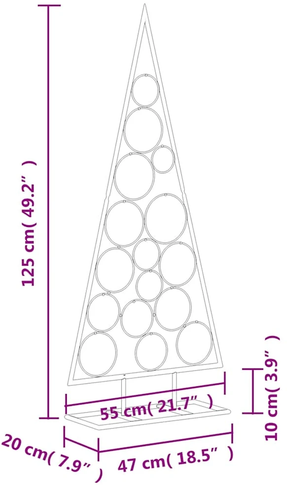 Metalinė Kalėdų eglutė, juodos spalvos, 125cm
