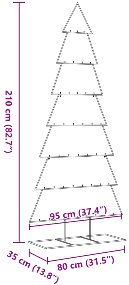 Metalinė Kalėdų eglutė, juodos spalvos, 210cm