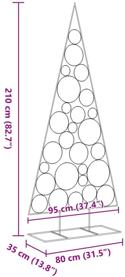 Metalinė Kalėdų eglutė, juodos spalvos, 210cm