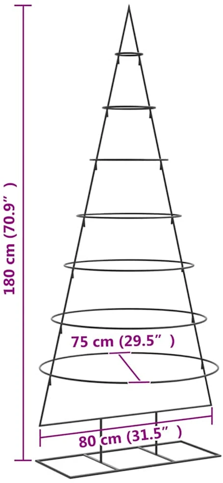 Metalinė Kalėdų eglutė, juodos spalvos, 180 cm