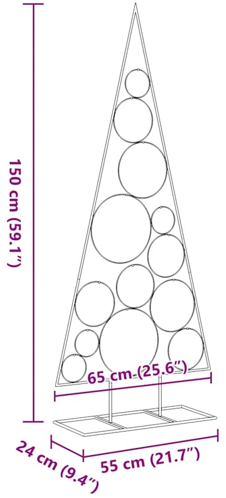 Metalinė Kalėdų eglutė, juodos spalvos, 150 cm