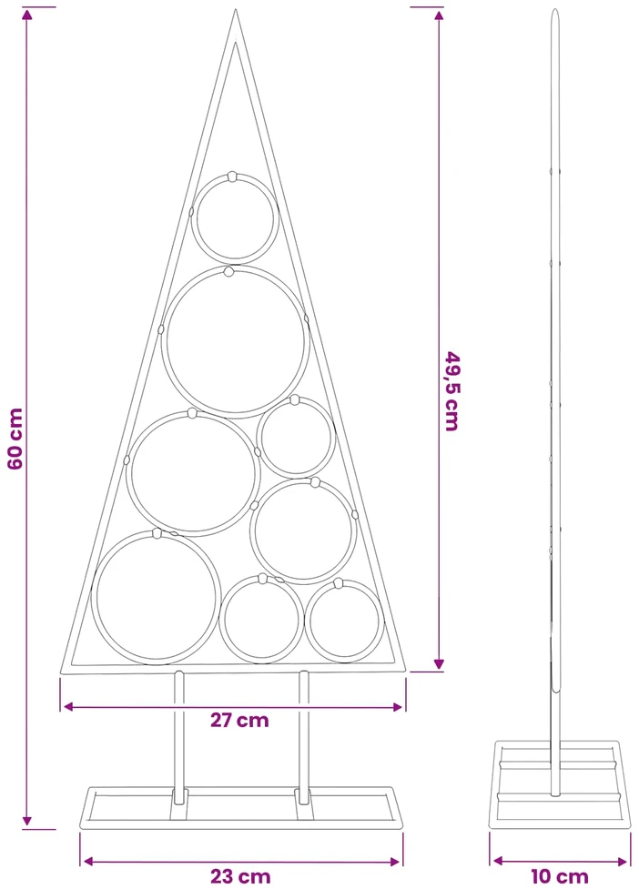 Metalinė Kalėdų eglutė su apvaliu stovu KUOPIO 60 cm Plienas