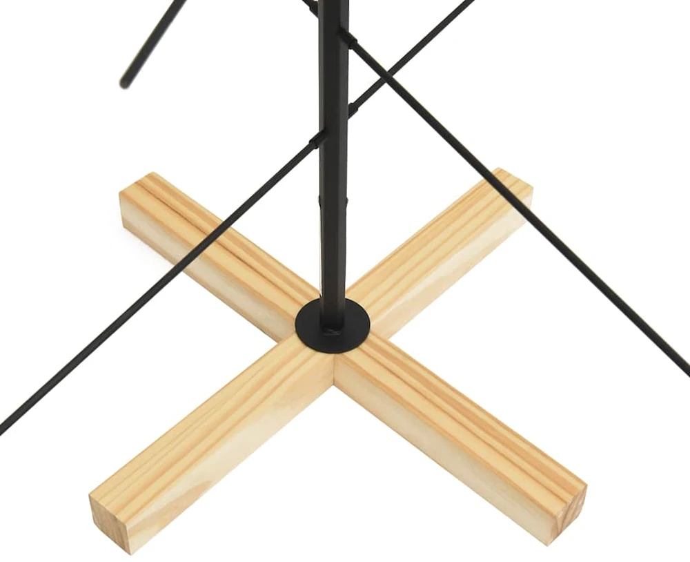 Metalinė Kalėdų eglutė su mediniu pagrindu, juoda, 120 cm