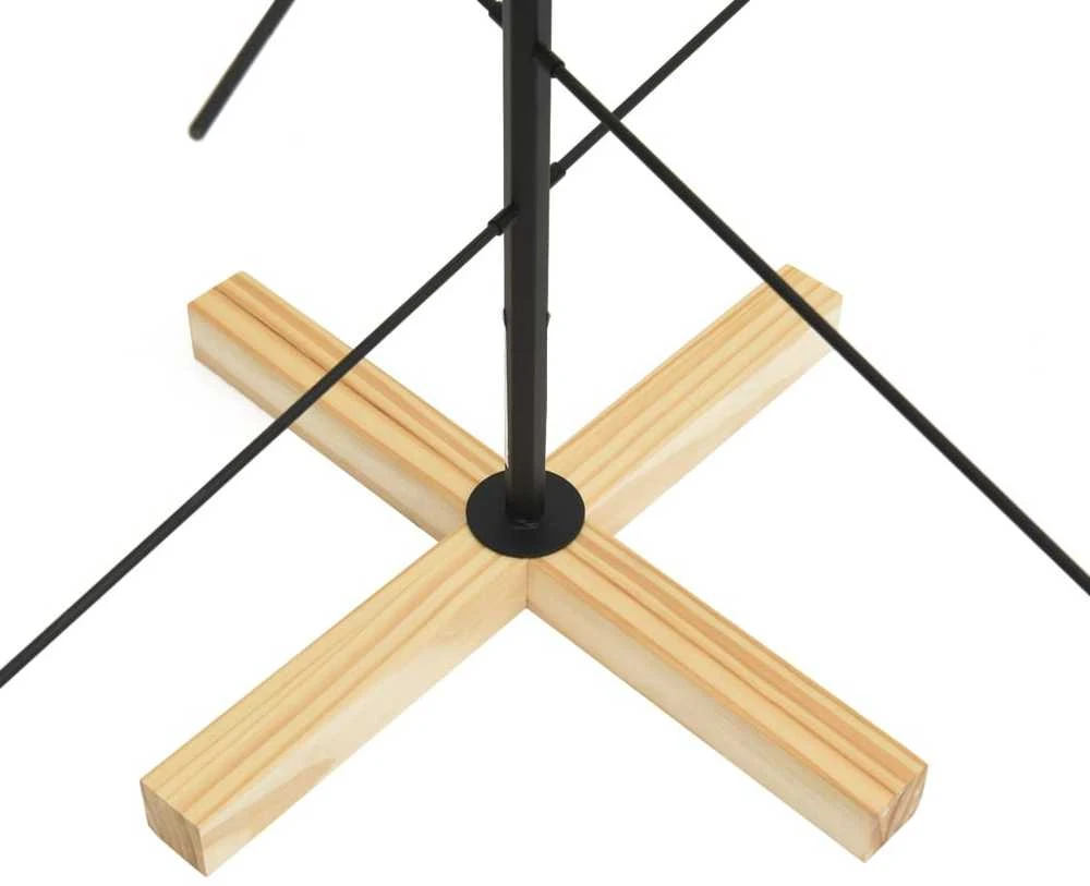 Metalinė Kalėdų eglutė su mediniu pagrindu, juoda, 120 cm