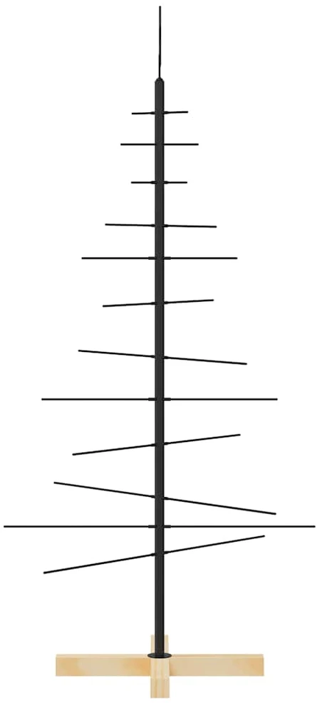 Metalinė Kalėdų eglutė su mediniu pagrindu, juoda, 120 cm