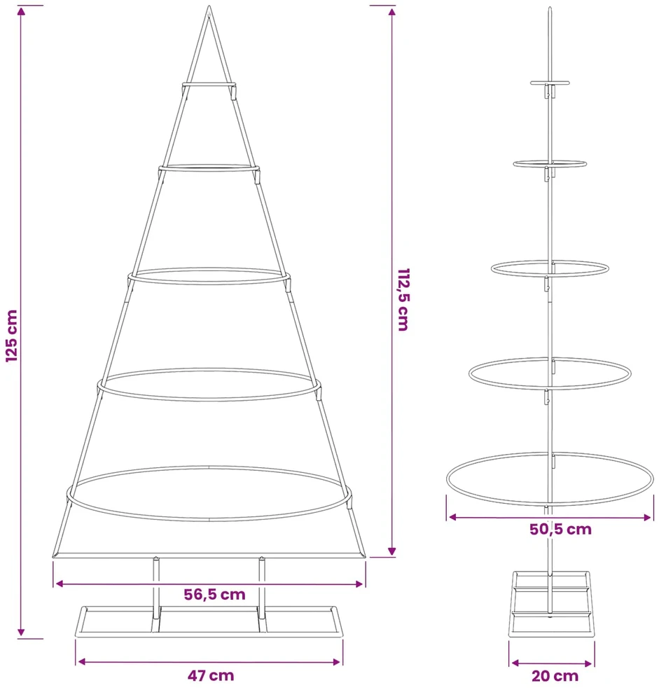 Metalinė Kalėdų eglutė su stovu KUOPIO 125 cm Plienas Balta