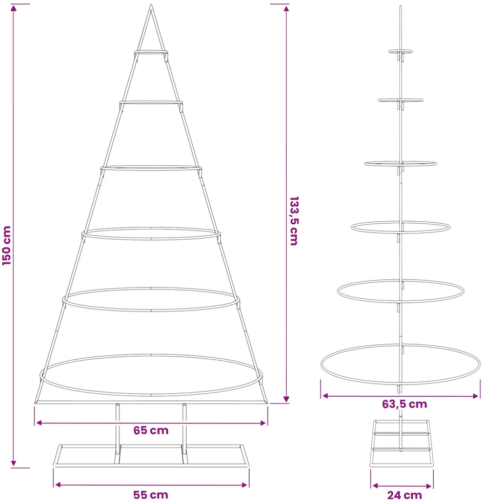 Metalinė Kalėdų eglutė su stovu KUOPIO 150 cm Plienas Balta