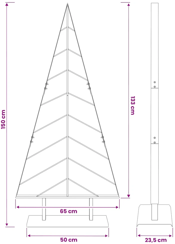 Metalinė Kalėdų eglutė su stovu KUOPIO 150 cm Plienas Juoda