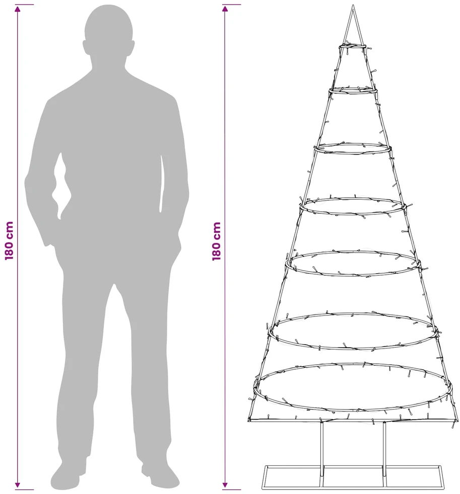 Metalinė Kalėdų eglutė su stovu KUOPIO 180 cm Šilta balta
