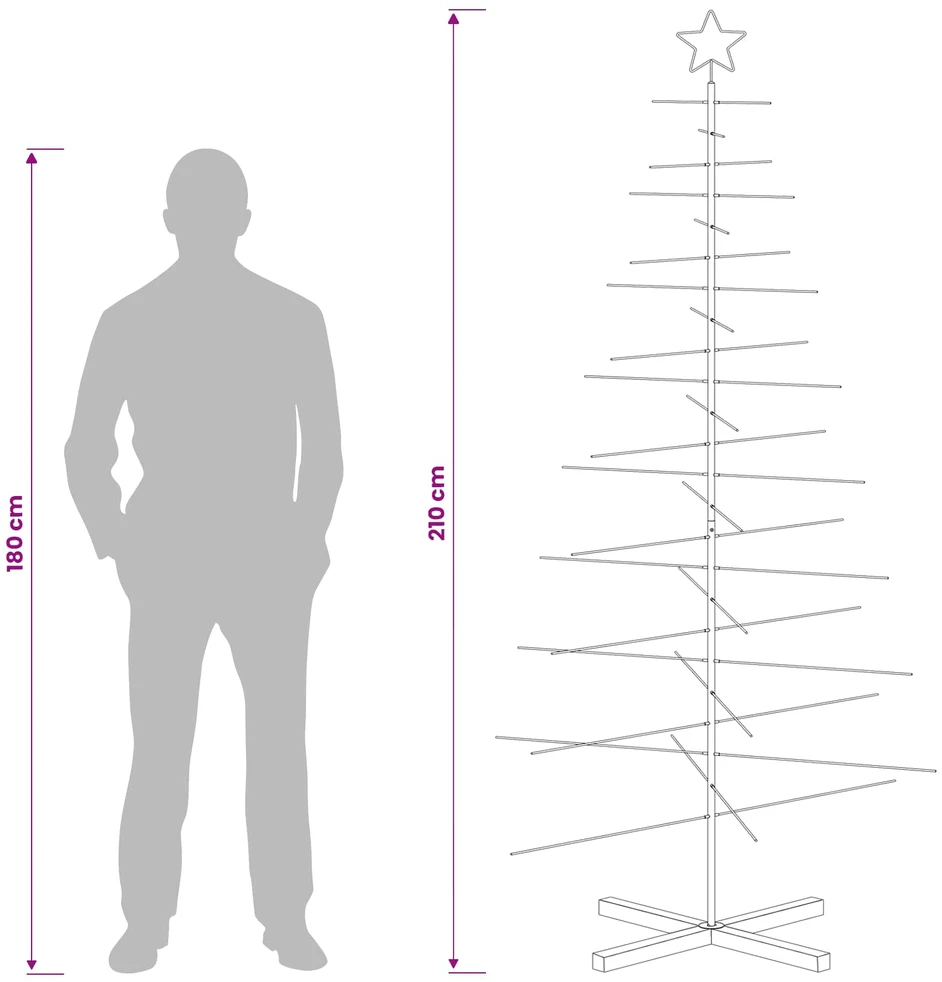 Metalinė Kalėdų eglutė su stovu KUOPIO 210 cm Plienas Auksinė