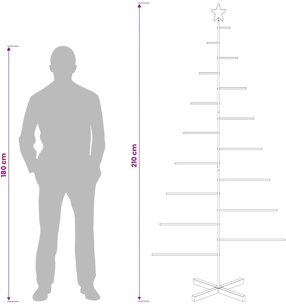 Metalinė Kalėdų eglutė su stovu KUOPIO 210 cm Plienas Juoda