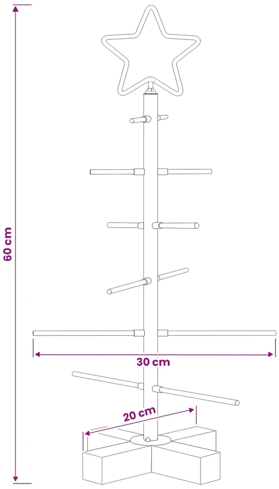 Metalinė Kalėdų eglutė su stovu KUOPIO 60 cm Plienas Balta