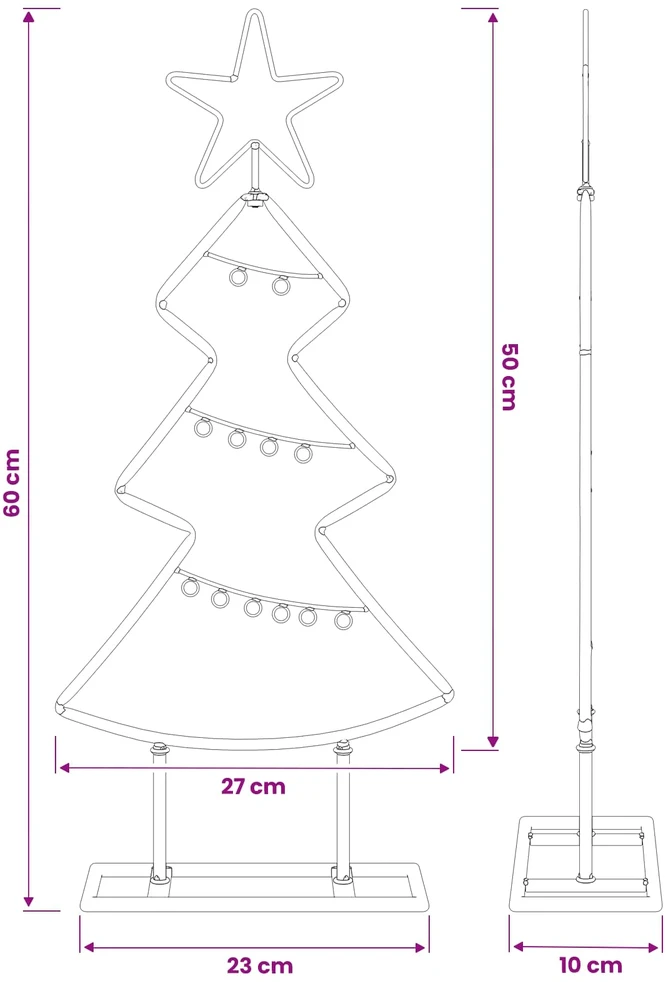 Metalinė Kalėdų eglutė su stovu KUOPIO 60 cm Plienas Balta