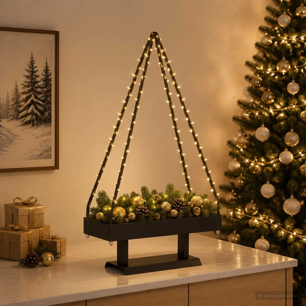Metalinė Kalėdų eglutė su stovu KUOPIO 60 cm Plienas Juoda