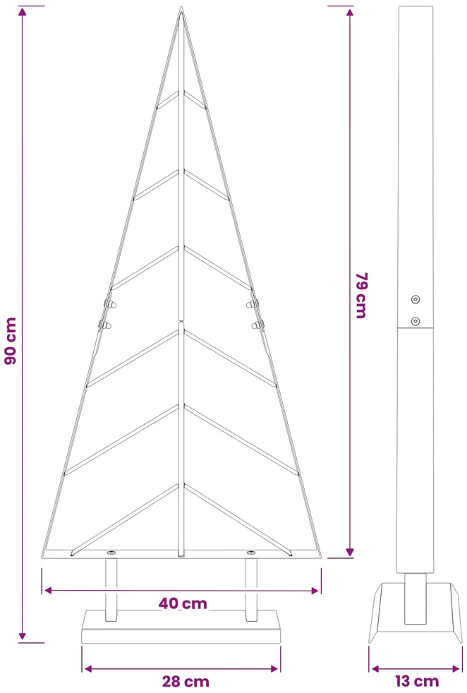 Metalinė Kalėdų eglutė su stovu KUOPIO 90 cm Plienas Auksinė