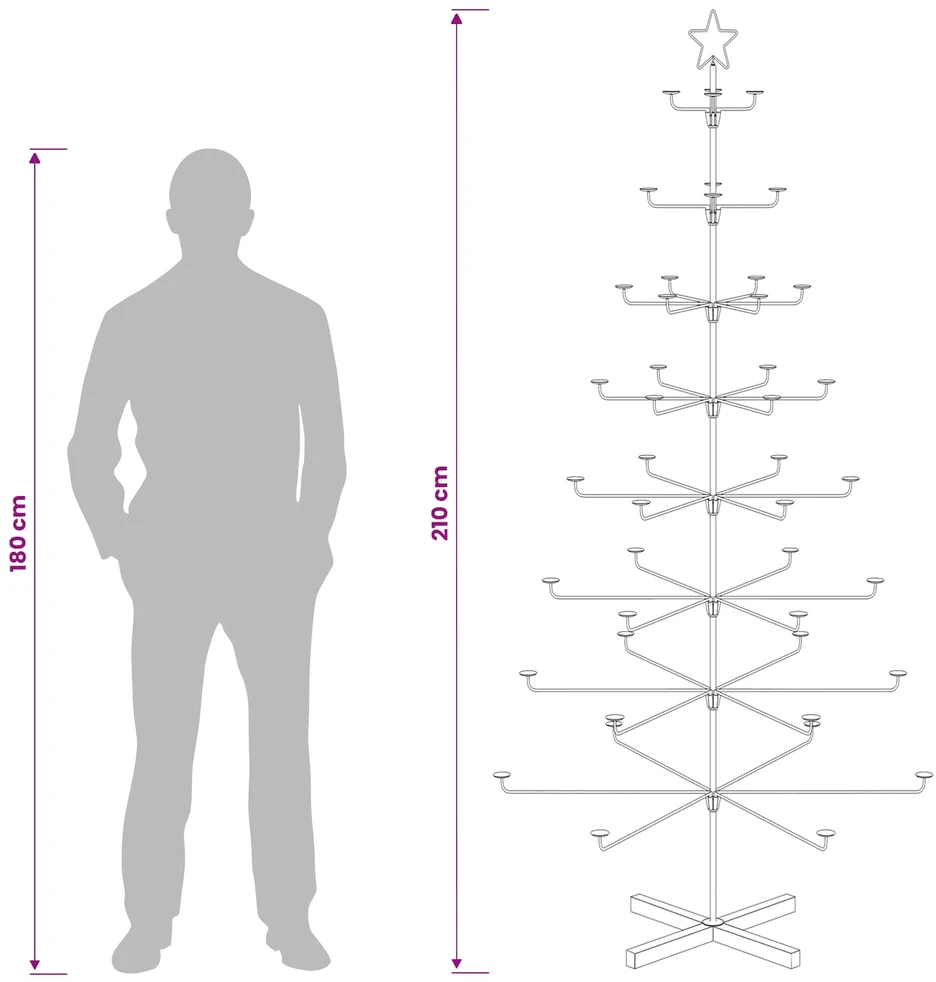 Metalinė Kalėdų medis su laikikliu KUOPIO 210 cm Plienas Balta