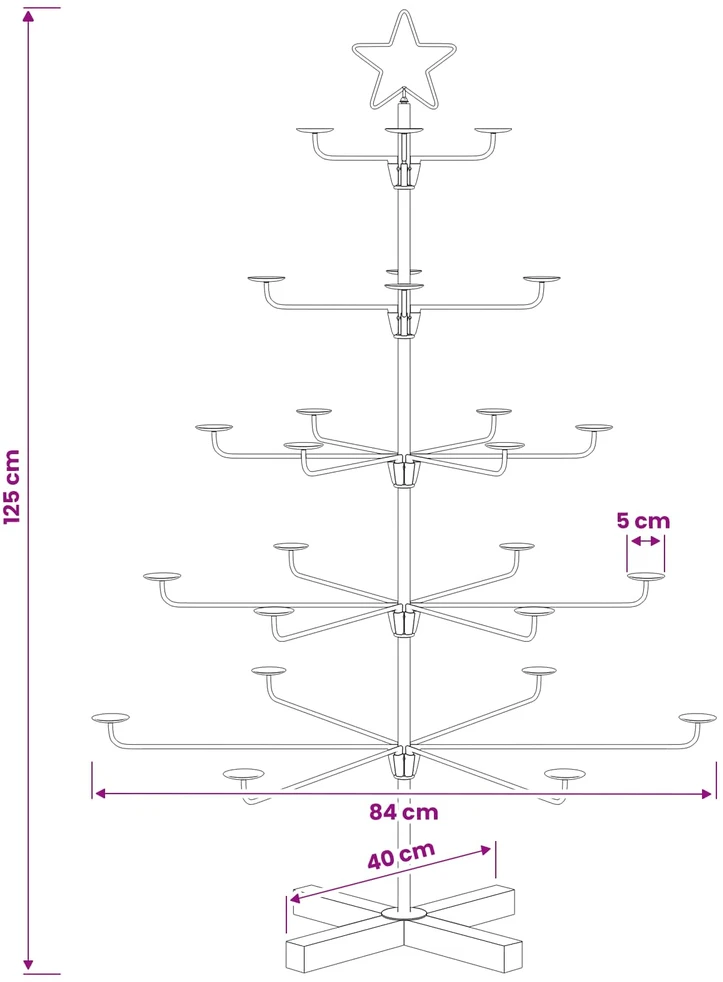 Metalinė Kalėdų medis su laikikliu KUOPIO 125 cm Plienas