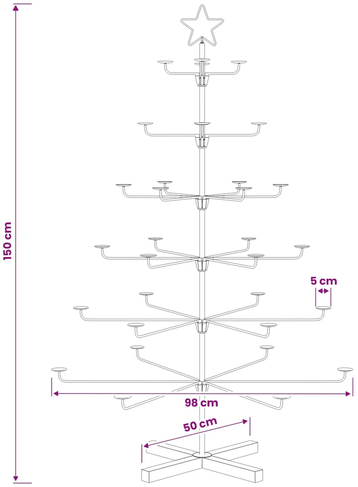 Metalinė Kalėdų medis su laikikliu KUOPIO 150 cm Plienas Balta