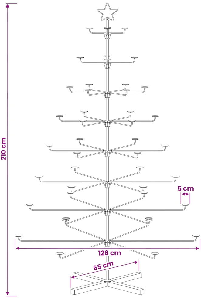 Metalinė Kalėdų medis su laikikliu KUOPIO 210 cm Plienas Balta