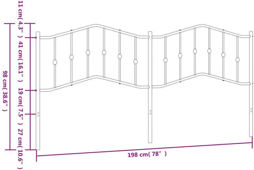 Metalinis galvūgalis, baltos spalvos, 193cm