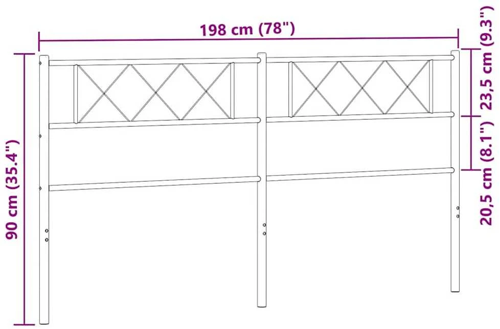 Metalinis galvūgalis, baltos spalvos, 193cm