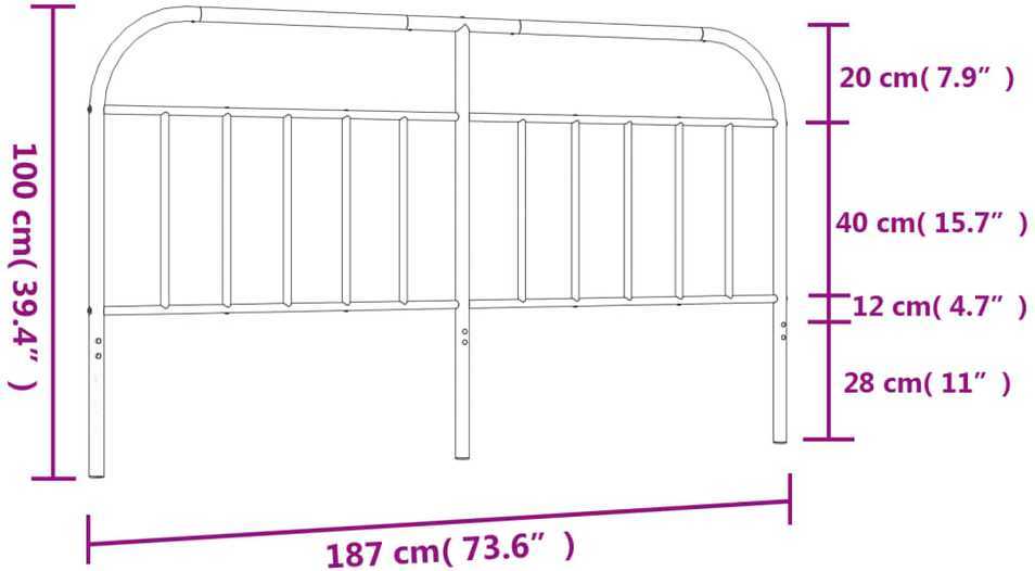 Metalinis galvūgalis, juodos spalvos, 180cm