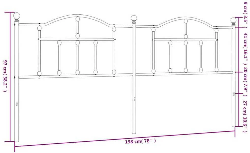 Metalinis galvūgalis, juodos spalvos, 193cm