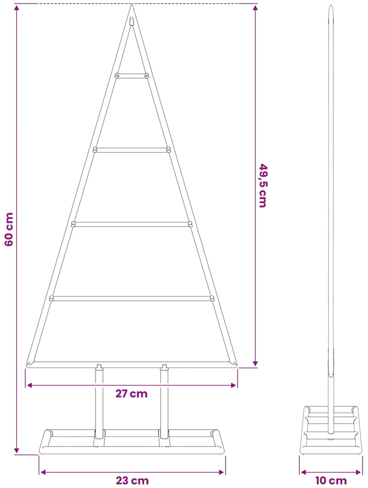 Metalinis Kalėdų medis Auksinė 60 cm